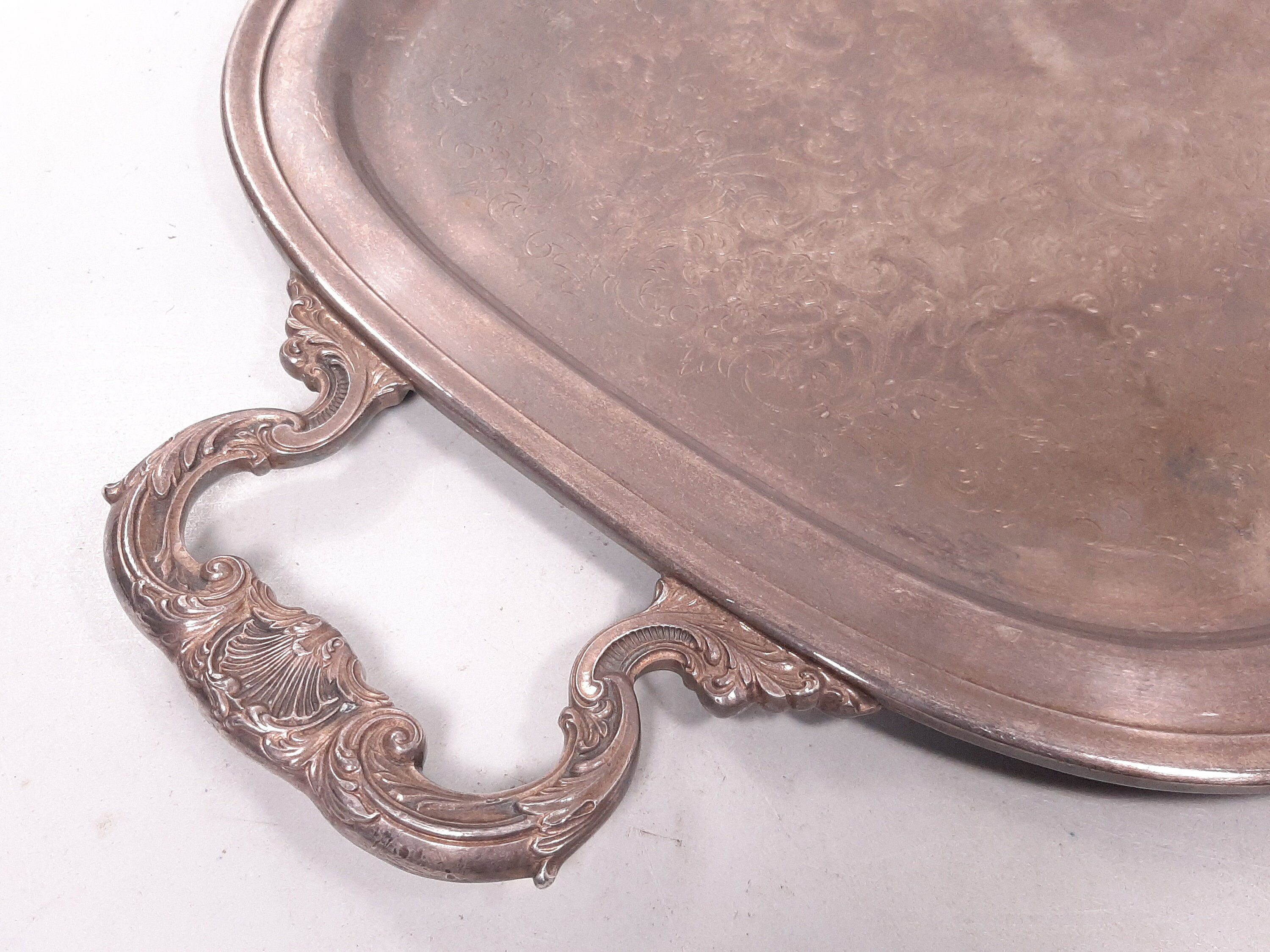 Vintage Gorham Silverplated Serving Platter With Ornate Handles
