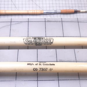 st croix fiberglass fly rod Vintage St. Croix Solid Fiberglass Rod With Wooden Handle, St. Croix CO  7307 6' Rod With Gold Colored Guides & Accent Wraps, Excellent Used