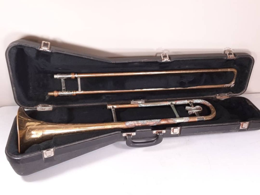 Vintage Reynolds Trombone and Case, Trombone for Refurbishing Works but