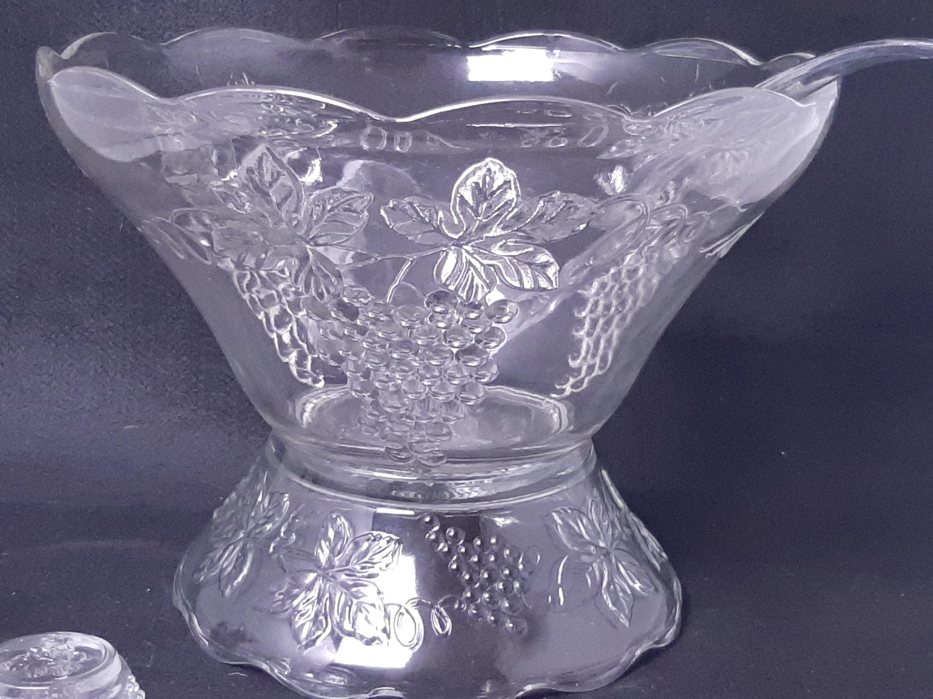 Vintage Anchor Hocking Grape Pattern 27pc Punch Bowl Set