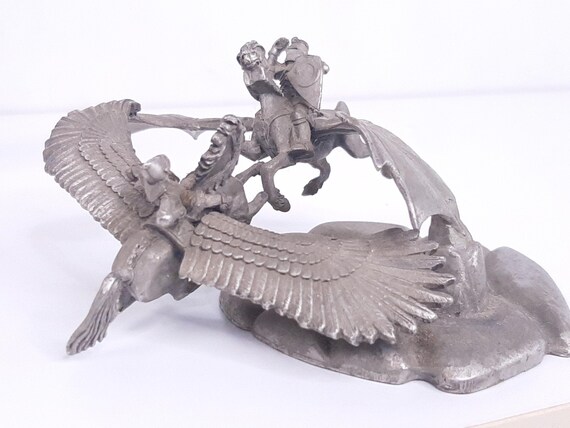 Vintage 1992 Tom Meier RF 3040 Pewter Figurine of Fighting Knights