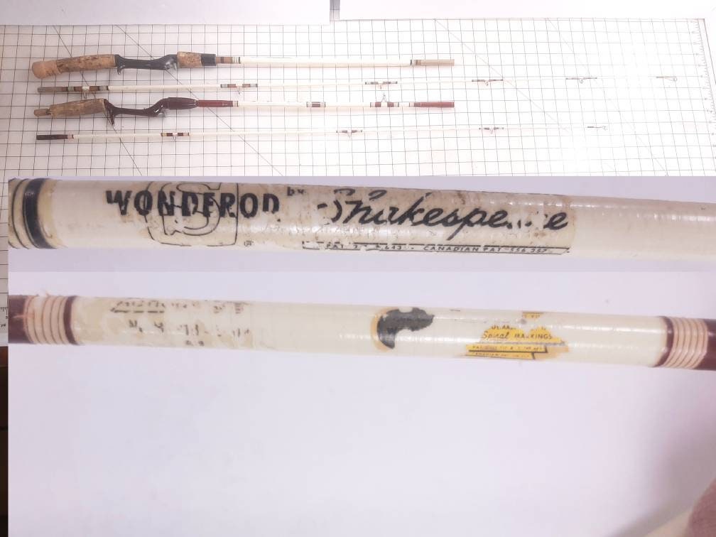 Pair of Vintage Shakespeare Wonder Rod Fishing Rods, 6' & 6'6 2pc. Casting  Rods, Straight Fiber Spiral Markings, Broken Cork, Good Function