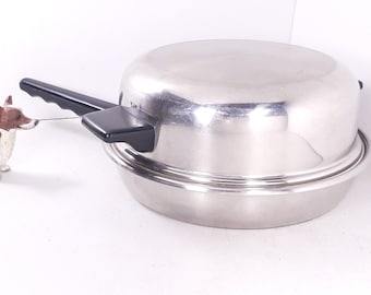 Vintage Farberware WOK 14 Electric Skillet Cord Model 303 Frying Pan  Stainless Steel Aluminum CLAD Mid Century Atomic Kitchen Appliance 