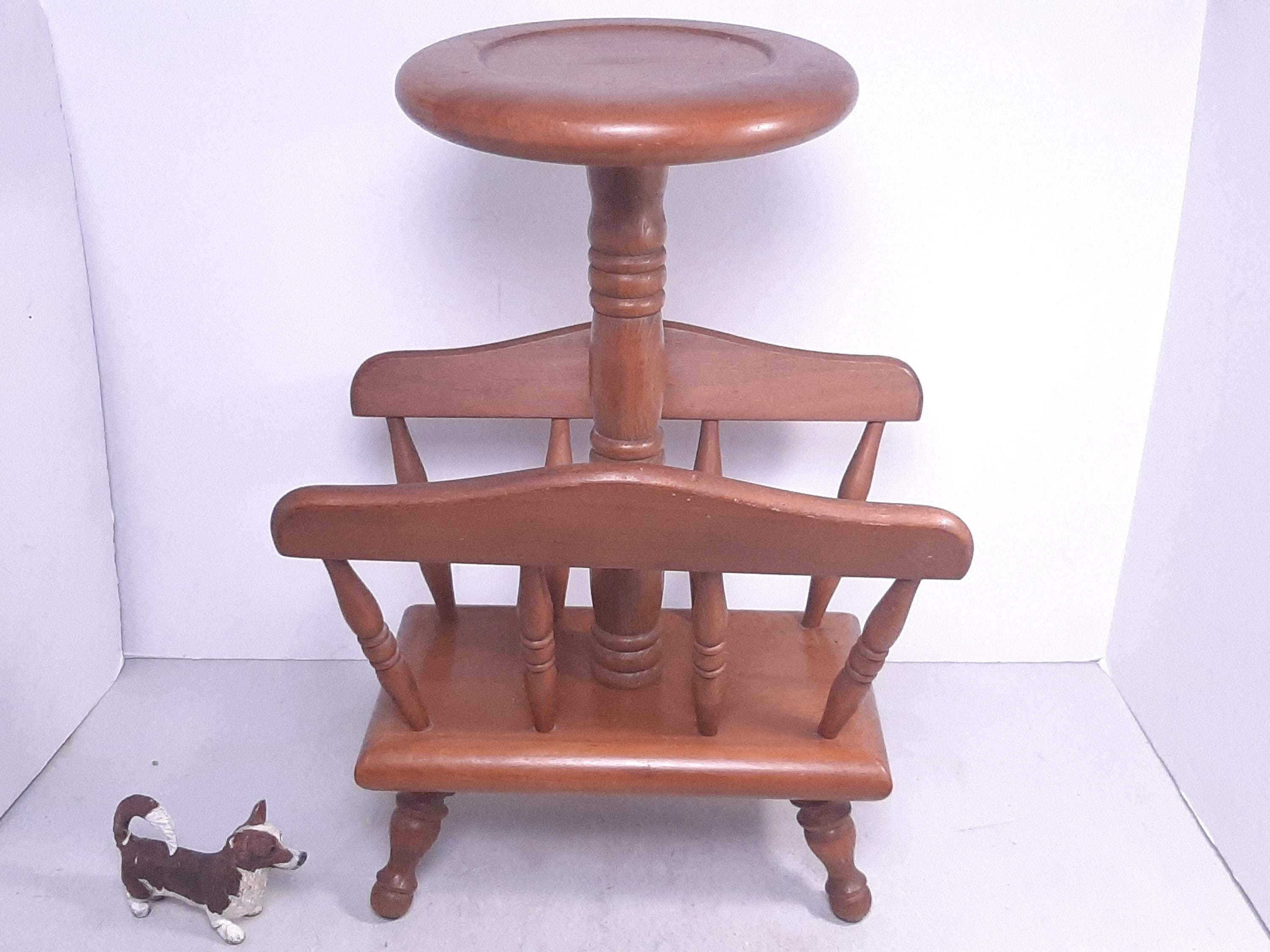 Vintage Solid Wood Plant Stand Made in Japan, 19.5