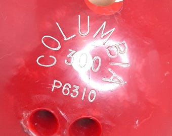 Vintage Columbia 300 White Dot Red Swirl Bowling Ball, Inscribed