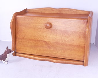 Vintage 1997 Wooden Bread Box by M. Kamenstein Inc. Hinged Lid, 16" x 9" x 8", Very Good Condition, Mild Wear, Cottage Decor Bread Box