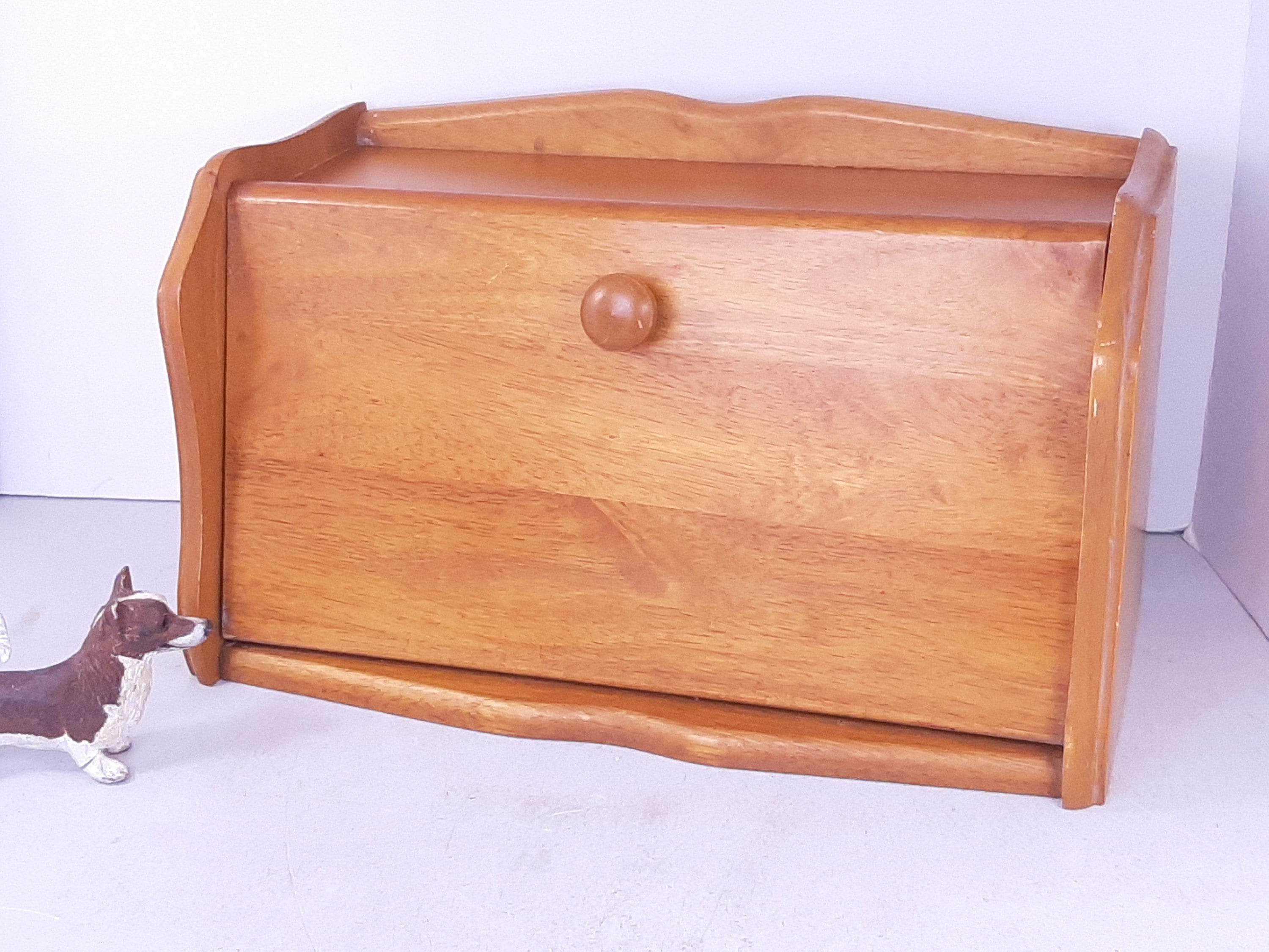 imaneイマンマリアンヌ　ブレットボックス Vintage 1997 Wooden Bread Box by M. Kamenstein Inc. Hinged Lid, 16