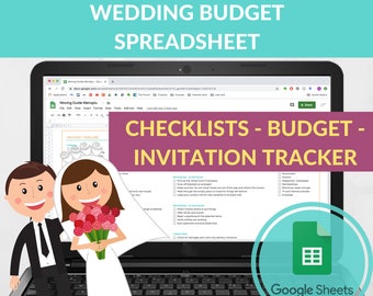 Tracker del budget del matrimonio Foglio di calcolo Planner Strumento di tracciamento degli inviti Lista di controllo del matrimonio Kit per il matrimonio Modello di matrimonio interattivo Lista degli invitati RSVP