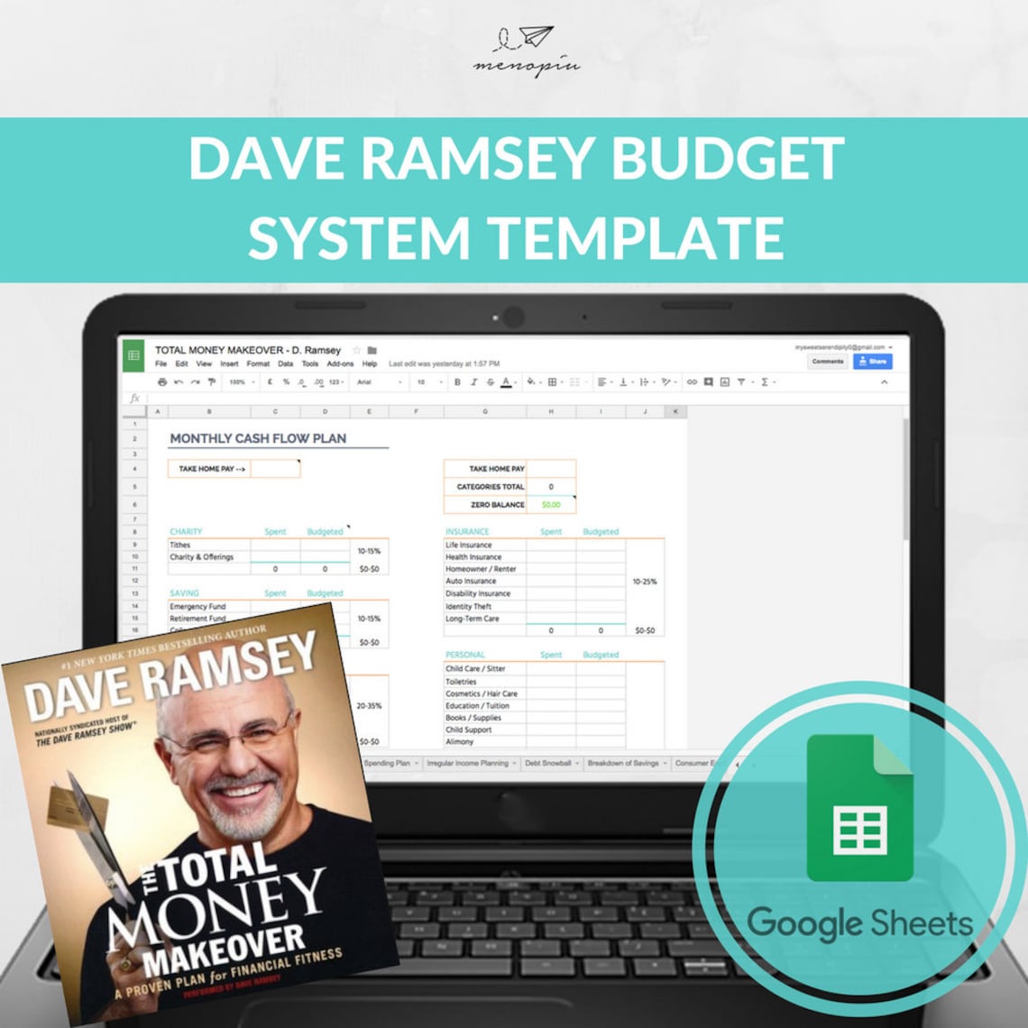 Dave ramsey budget system template dave ramsey baby step etsy