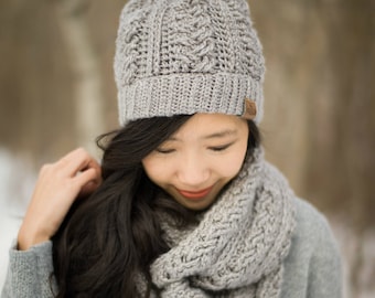 Braided Cabled Cowl \u0026 Slouchy Beanie 