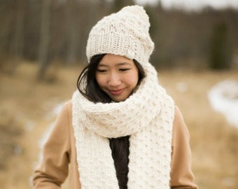 Chunky Dotty Beanies & Scarf Knit Patterns