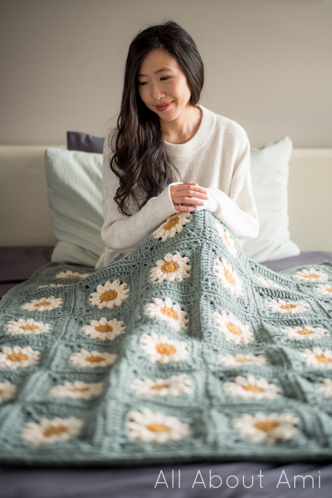 コージーデイズデイジーブランケットかぎ針編みパターン - Etsy 日本