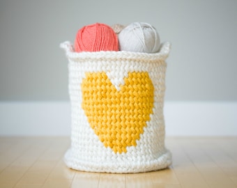 Crochet Heart Basket Pattern