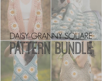 Daisy Granny Square Crochet Pattern Bundle