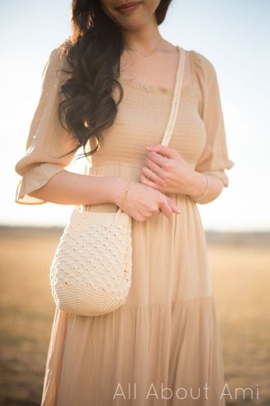 Rosette Drawstring Bag Crochet Pattern