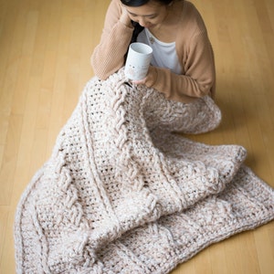 Chunky Braided Cabled Blanket Crochet Pattern image 1