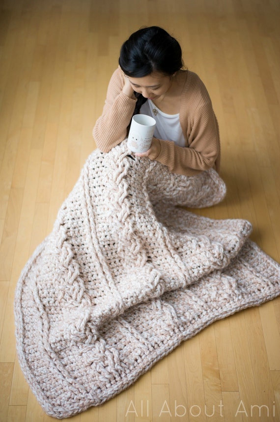 Chunky Braided Cabled Blanket Crochet Pattern 
