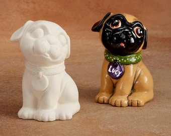 Bisque Pug Party Animal (Unpainted, ready for glaze)
