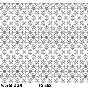 Peut inclure: Un fond blanc avec un motif répétitif de motifs en forme d'étoile noire. Le texte "Art Clay World USA" est en bas à gauche, "FS-368" est en bas au centre et "Bam" est en bas à droite.