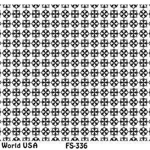 Peut inclure: Motif géométrique noir et blanc répété. Le motif est sur un fond blanc. Le texte "Art Clay World USA" et "FS-336" est en bas de l'image. Le texte "Zloff" est en bas à droite de l'image.