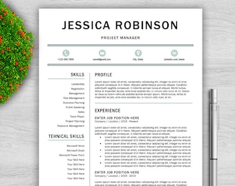 Modern Resume Template for Word, US Letter, A4, Resume Template, Professional Resume Template, Cover Letter, CV Template