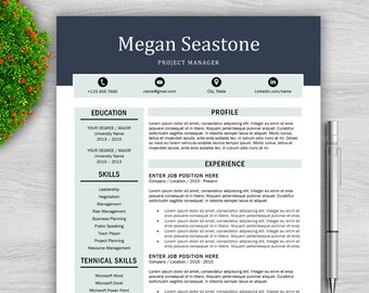 Modern Resume Template / Professional Resume Template for Word + Cover Letter | Modern CV Template | Creative Resume Template | CV Template