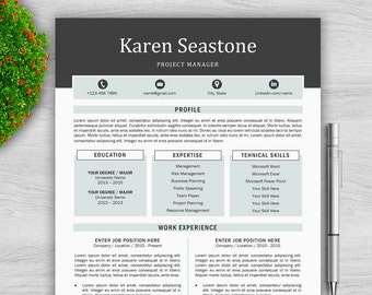 Modern Resume Template / Professional Resume Template for Word + Cover Letter | Modern CV Template | Professional CV Template