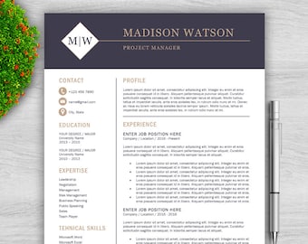Resume Template | Professional Resume Template | CV Template for Word | One and Two Page Resume | Instant Download Resume