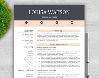 Modern Resume Template / Professional Resume Template for Word + Cover Letter | Modern CV Template | Creative Resume Template | CV Template