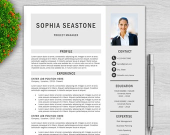 Professional Resume Template  for Word + Cover Letter + References, Modern Resume Template, Creative Resume Template, Resume Template