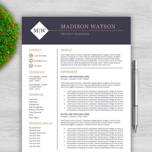 Resume Template | Professional Resume Template | CV Template for Word | One and Two Page Resume | Instant Download Resume