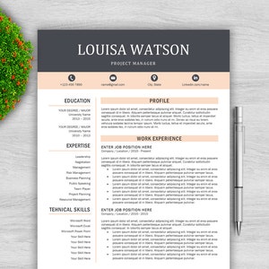 Modern Resume Template / Professional Resume Template for Word + Cover Letter | Modern CV Template | Creative Resume Template | CV Template