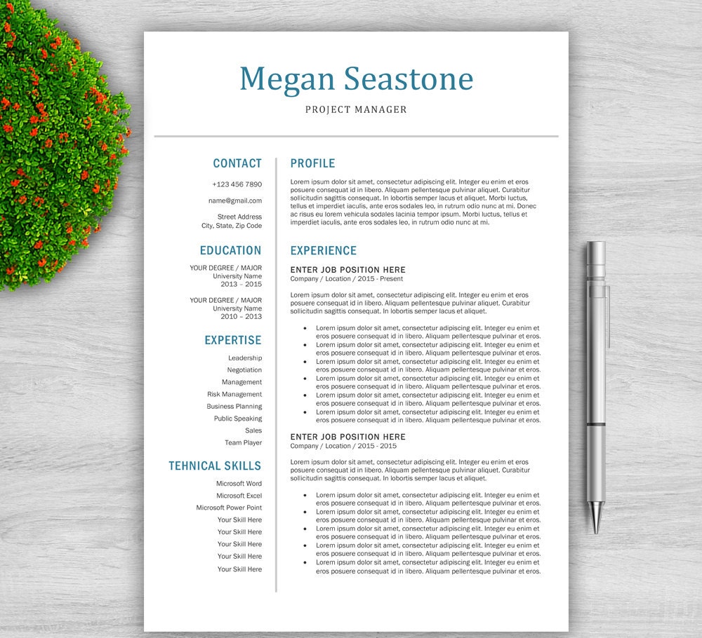 Simple Resume Template, Professional Resume Template, CV Template ...