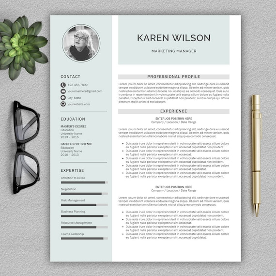 Modern Resume Template / Professional Resume Template for Word and Pages + Cover Letter | Modern CV  | Resume Template, CV Template