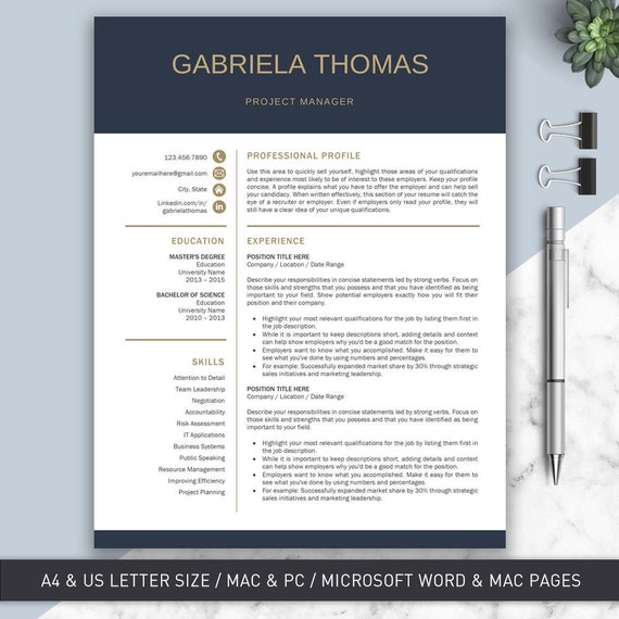 Resume Template For Word And Pages Modern Resume Template Cv Template Professional Resume Template Resume Design