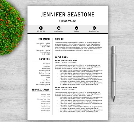 Professional Resume Template for Word | 1 and 2 Page Resume Template + Cover Letter | Creative Resume Template | Professional CV Template