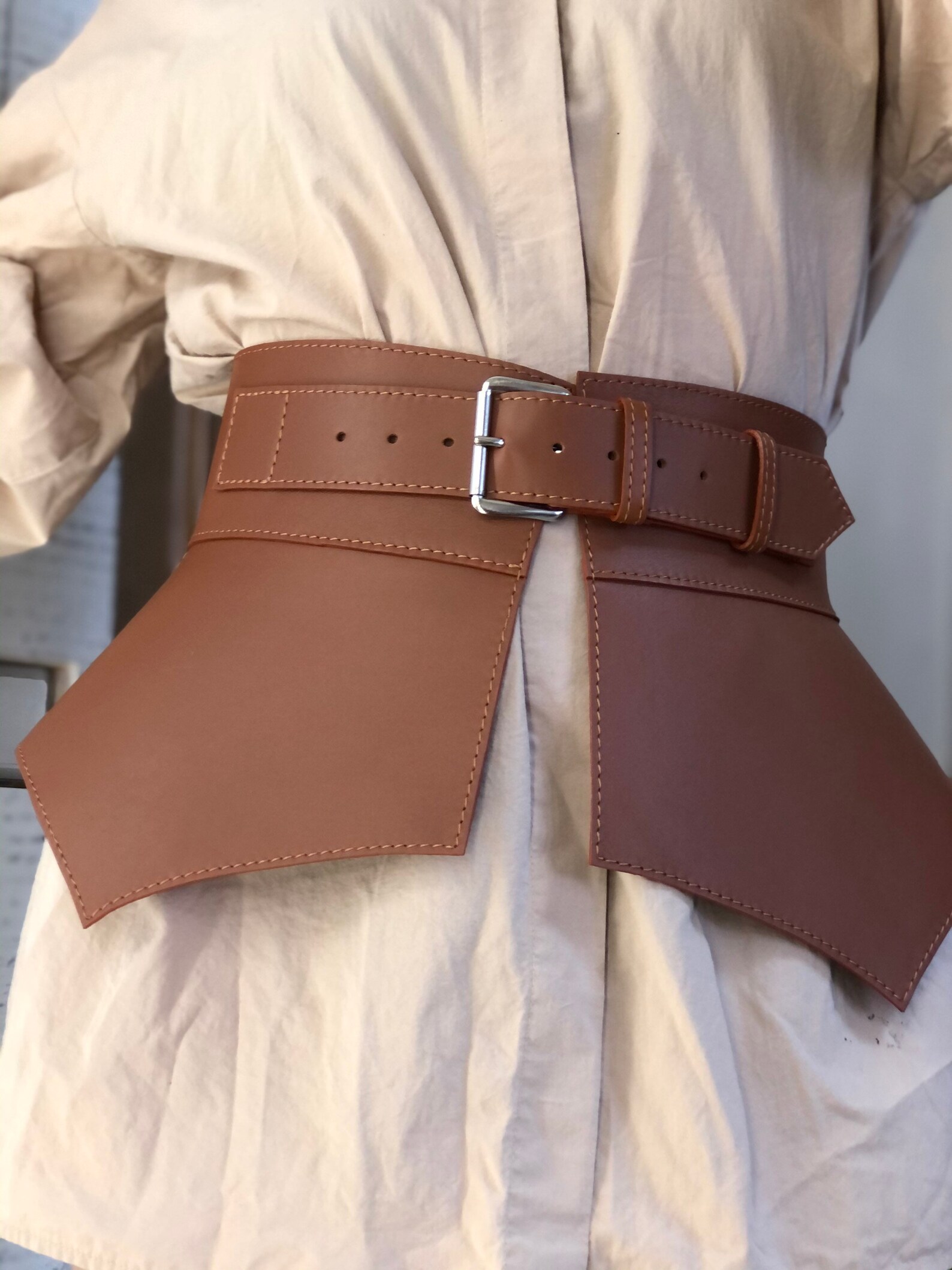 NOBRIM Damen Gürtel Vintage - Breiter PU Leder Gürtel 90cm Braun