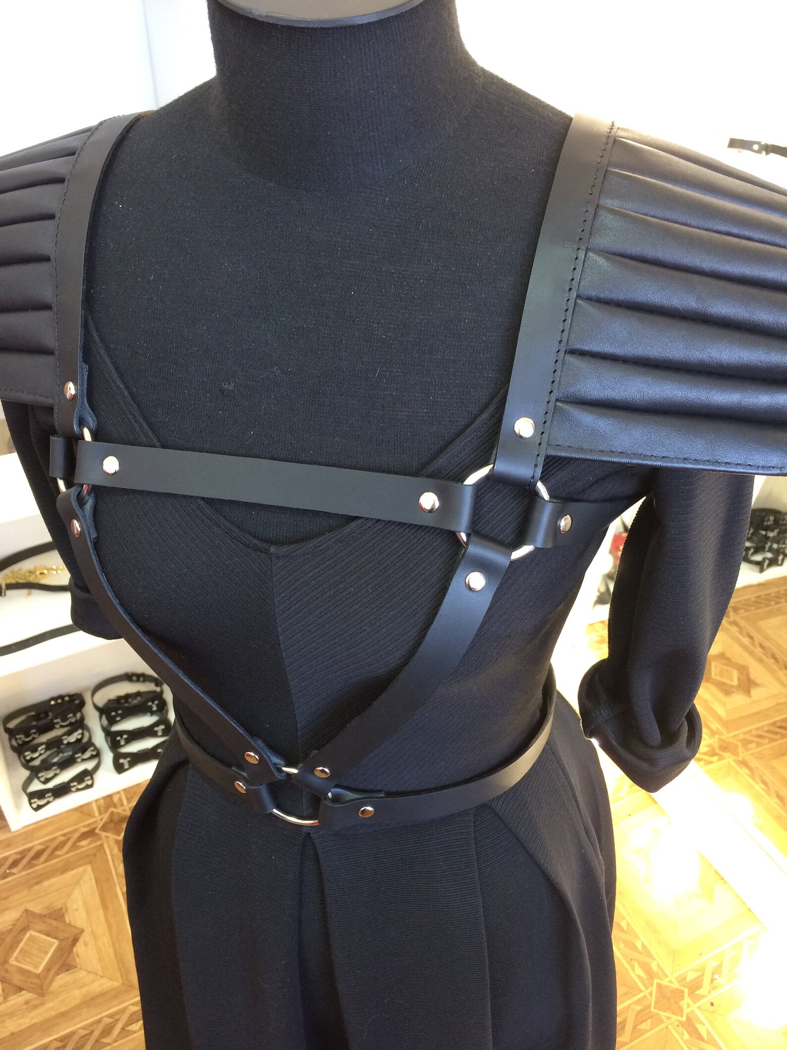 Leather wings on the shoulders. Etsy