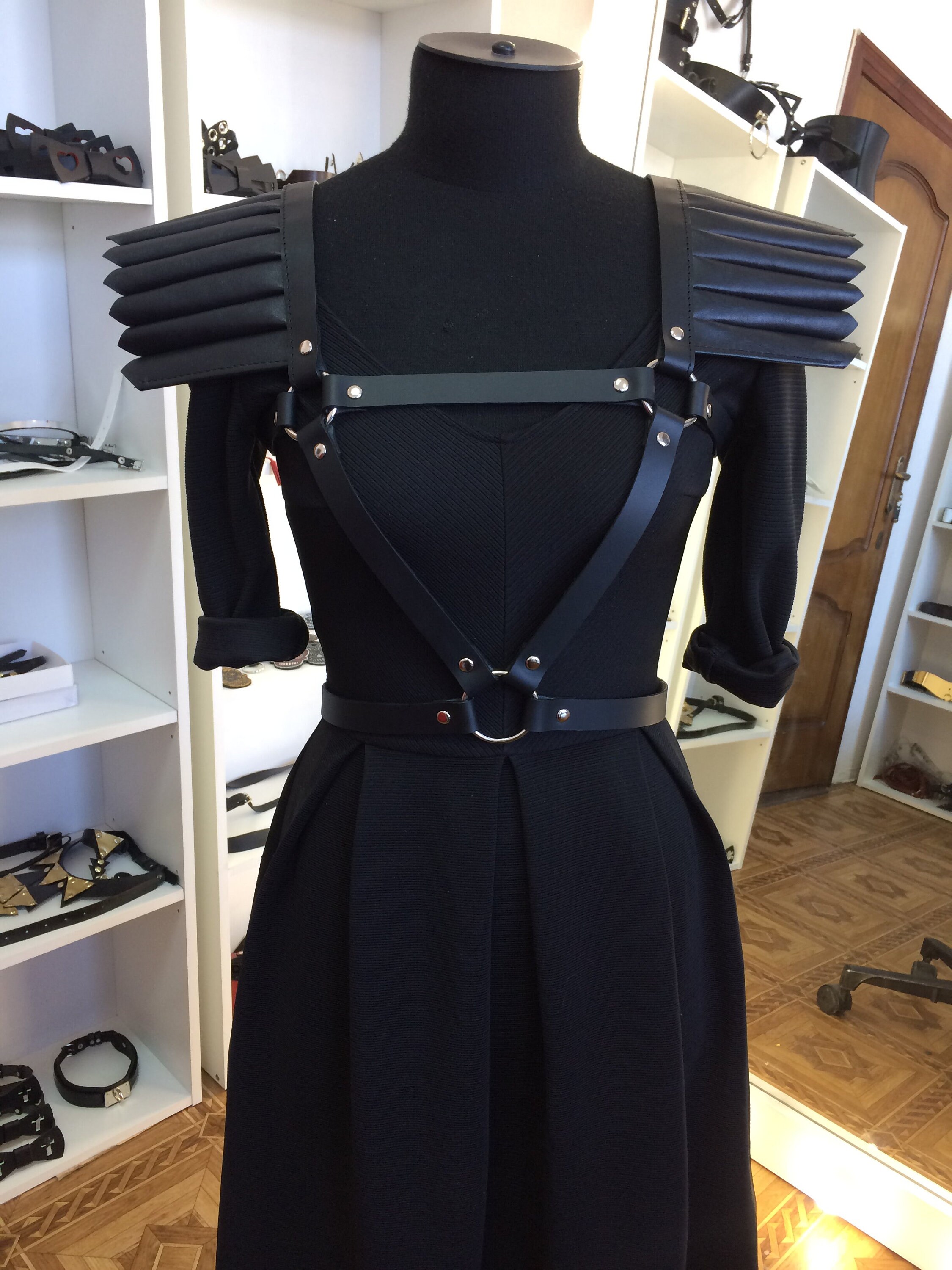 Leather wings on the shoulders. Etsy