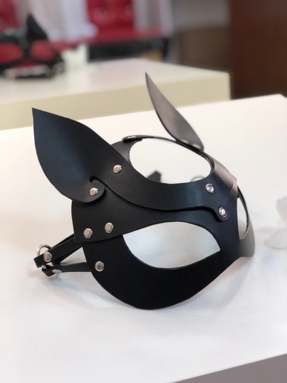 Mask of leather cat mask BDSM mask Halloween mask bdsm Etsy