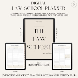 DIGITALER Law School Planner - Undatierter Law Student Planner - GoodNotes, Notability Planner, iPad Planner, Akademischer Rechtsplaner - Beige Cover
