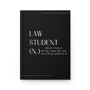 Law Student Journal | Matte Hardcover | Law School Notebook | Black and White |