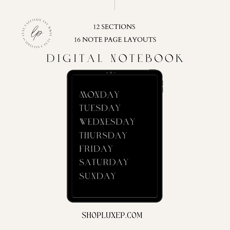 Digital Hyperlinked Notebook With 12 Sections| Various Page Layouts ...