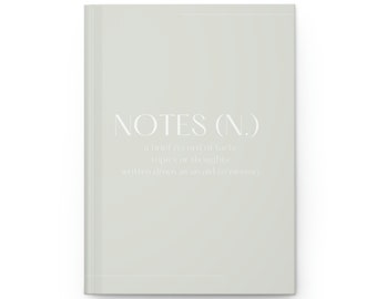 May include: A light green notebook with the text "NOTES (N.)" and the definition "a brief record of facts, topics or thoughts: written down as an aid to memory".