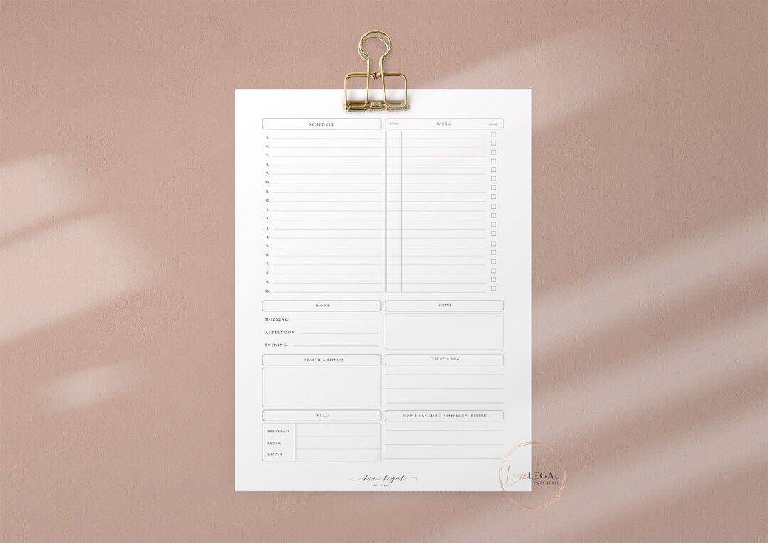 Daily Planner | Day on 1 Page | Half Letter Size | Daily Agenda| A5 ...