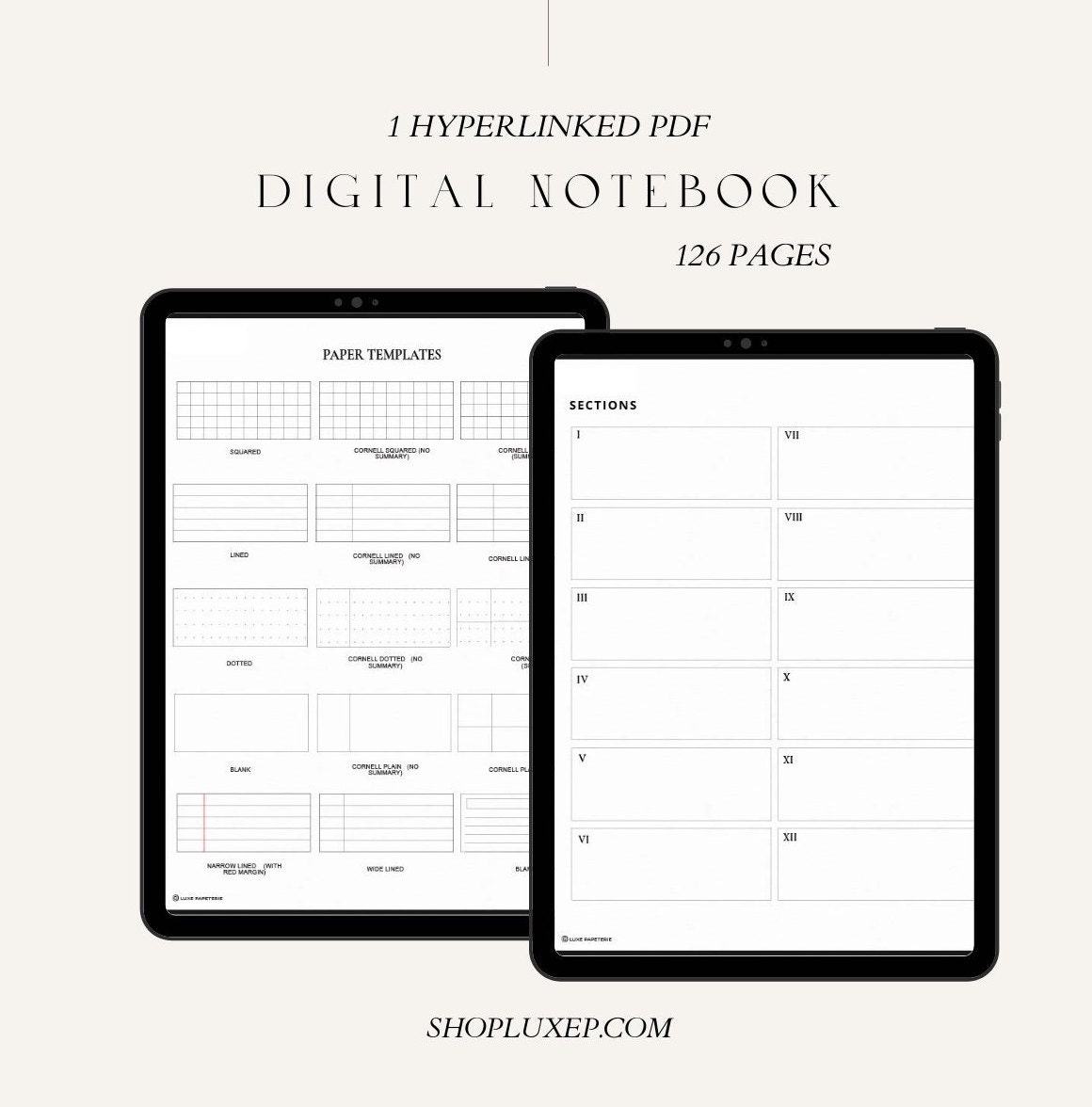 Digital Hyperlinked Notebook With 12 Sections| Various Page Layouts ...