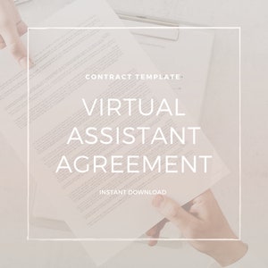 Virtual Assistant Contract | Legal Contract | VA Agreement | Virtual Assistant Agreement | Contract Template