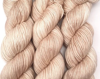 Hand Dyed Yarn "Nanny's Linen" Ecru Tan Blush Beige Polwarth DK Weight Superwash 246yds 100g