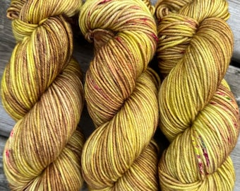 Hand Dyed Yarn "Budding Chartrooze" Yellow Chartreuse Lime Olive Brown Chestnut Pink Purple Merino Worsted SW 210yds 115g