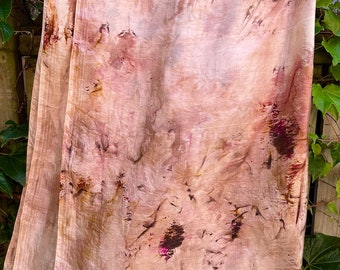 Hand Dyed Silk Shawl "Random Silk Shawl/Scarf 4" Taupe Brown Gold Fuchsia Pink Yellow Copper Mulberry Silk Shawl 36” x 100” 94cm x 250cm